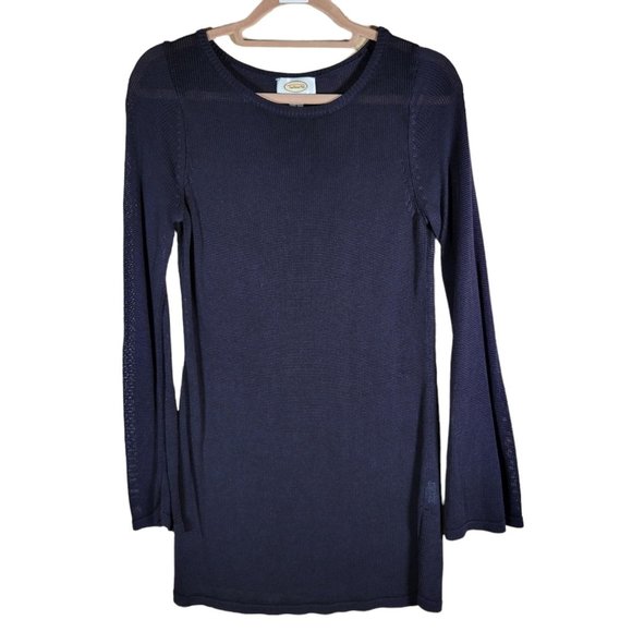 Talbots Sweaters - Talbots Black Bell Sleeve Long Tunic Lightweight Sweater Women Size S